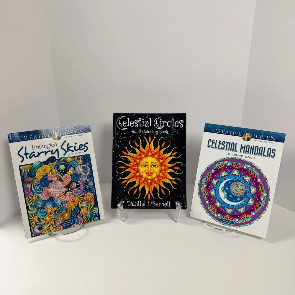 Lot‎ of 3 Adult Coloring Books Starry Skies Celestial Mandalas